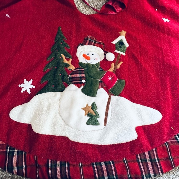 🎄Snowman Fleece Tie Back Christmas Tree Skirt 45" Diameter - Picture 2 of 9